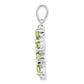 Sterling Silver Rhodium Plated Peridot Cross Pendant