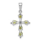 Sterling Silver Rhodium Plated Peridot Cross Pendant