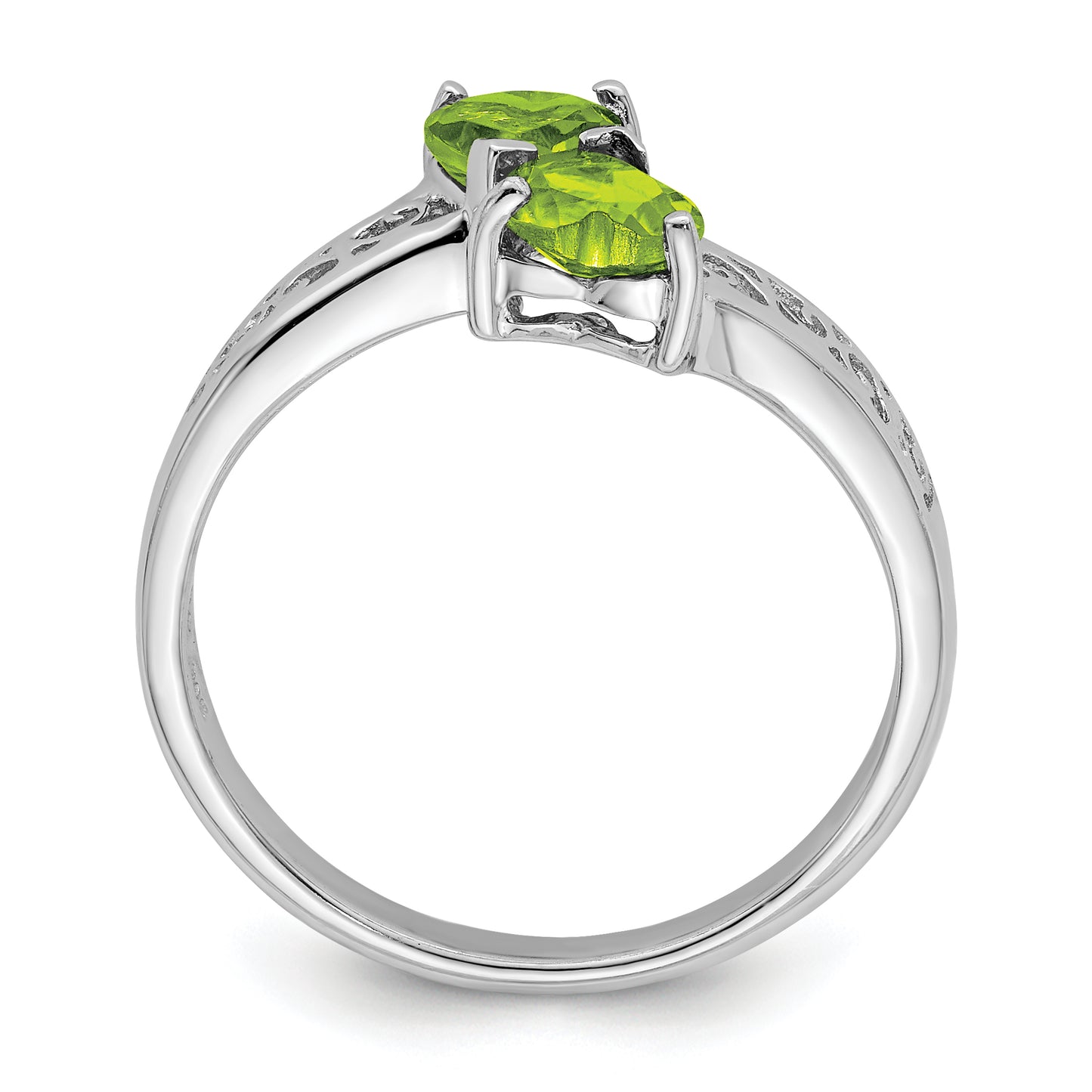 Sterling Silver Rhodium Peridot Heart Ring