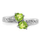 Sterling Silver Rhodium Peridot Heart Ring