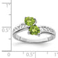 Sterling Silver Rhodium Peridot Heart Ring