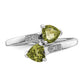 Sterling Silver Rhodium Peridot & Diamond Heart Ring