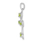 Sterling Silver Rhodium Plated Peridot And Diamond Cross Pendant