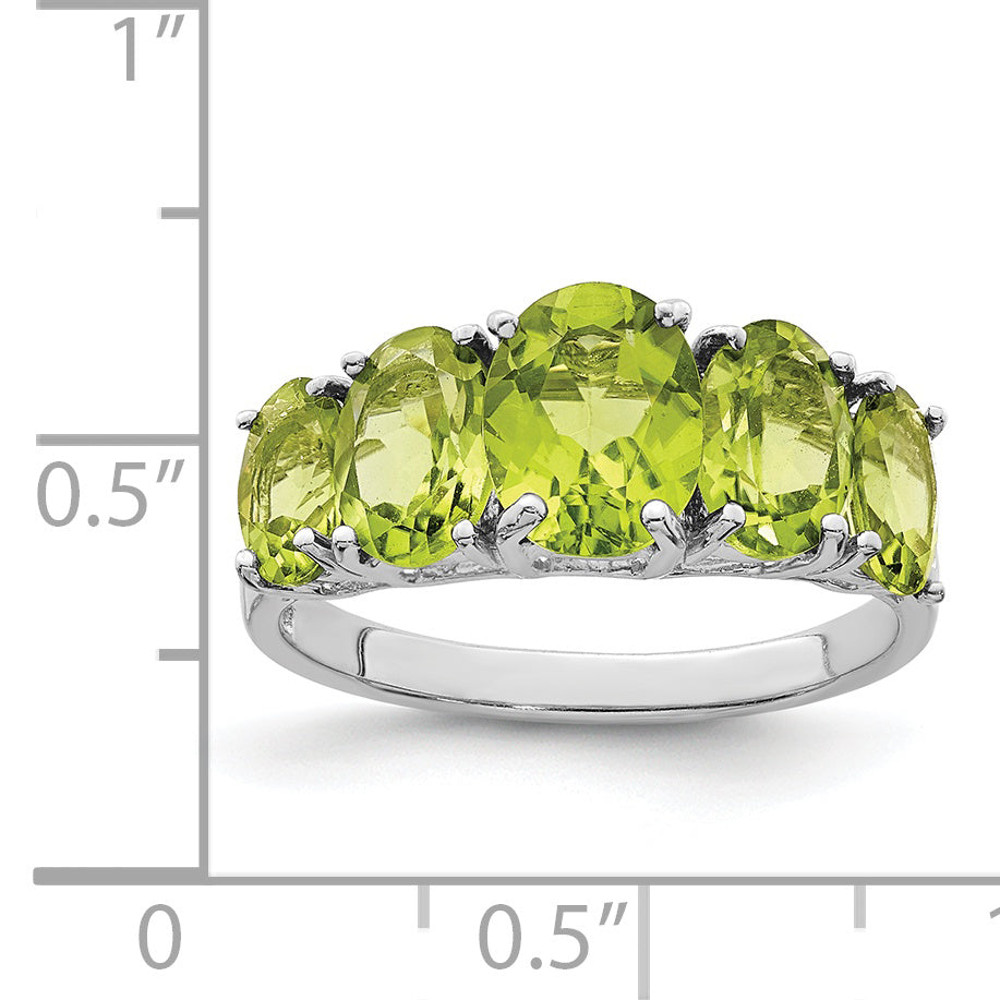 Sterling Silver Rhodium Peridot Ring