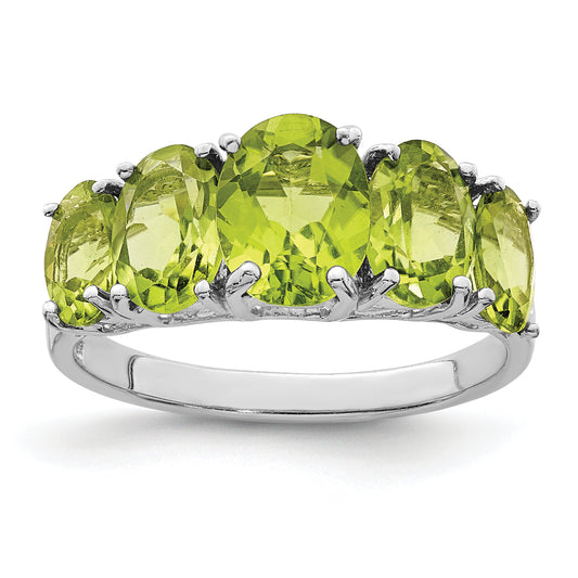 Sterling Silver Rhodium Peridot Ring