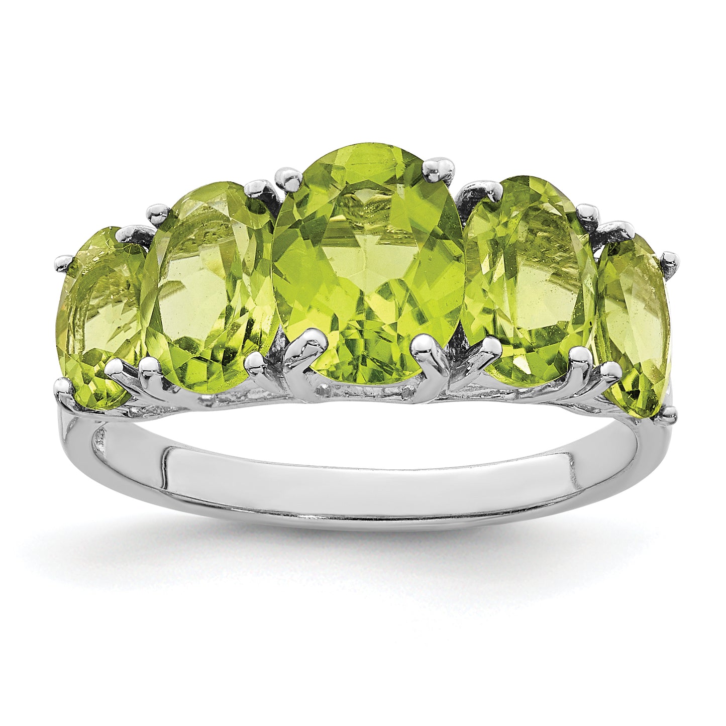 Sterling Silver Rhodium Peridot Ring