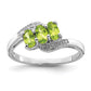 Sterling Silver Rhodium Peridot & Diamond Ring