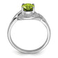 Sterling Silver Rhodium Peridot & Diamond Ring