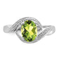 Sterling Silver Rhodium Peridot & Diamond Ring