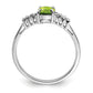 Sterling Silver Rhodium Peridot & Diamond Ring