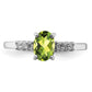 Sterling Silver Rhodium Peridot & Diamond Ring