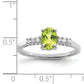 Sterling Silver Rhodium Peridot & Diamond Ring