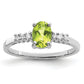 Sterling Silver Rhodium Peridot & Diamond Ring