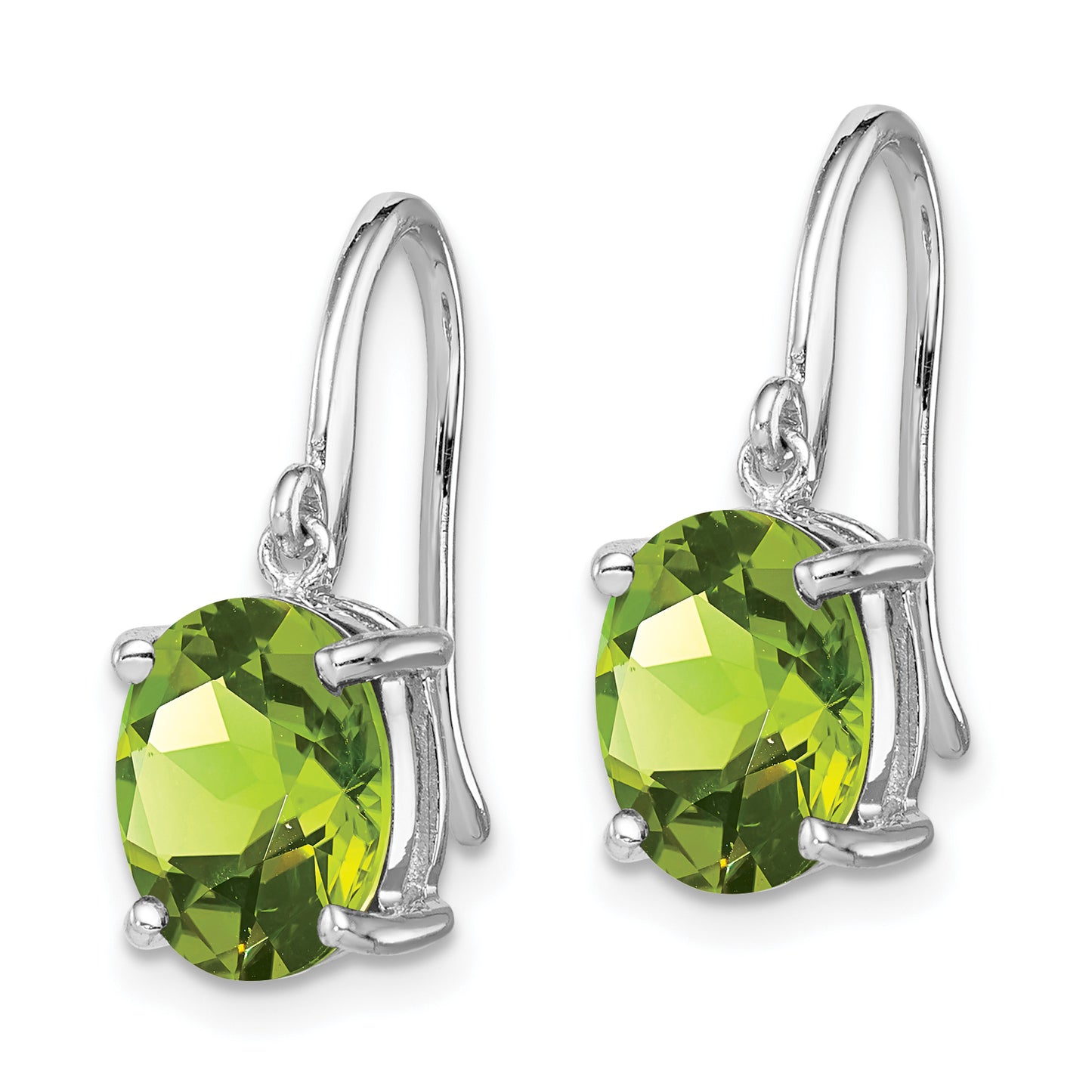 Sterling Silver Rhodium Plated Peridot Wire Earrings