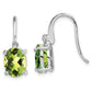 Sterling Silver Rhodium Plated Peridot Wire Earrings