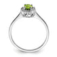 Sterling Silver Rhodium Peridot Diamond Ring