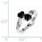 Sterling Silver Rhodium-Plated Dark Sapphire Heart Ring