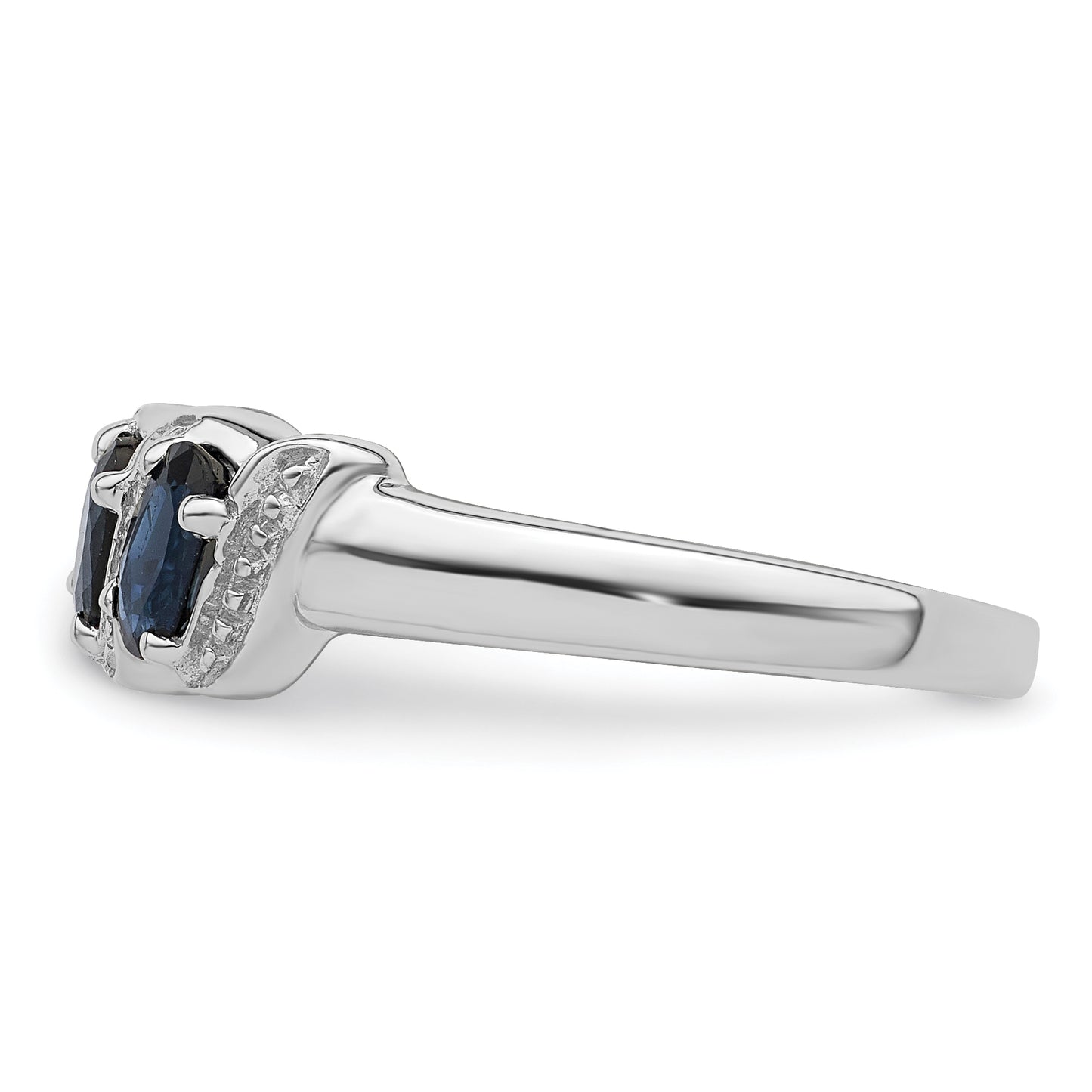 Sterling Silver Rhodium-Plated Sapphire & Diamond Ring