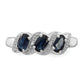 Sterling Silver Rhodium-Plated Sapphire & Diamond Ring