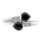 Sterling Silver Rhodium-Plated Dark Sapphire & Diamond Heart Ring