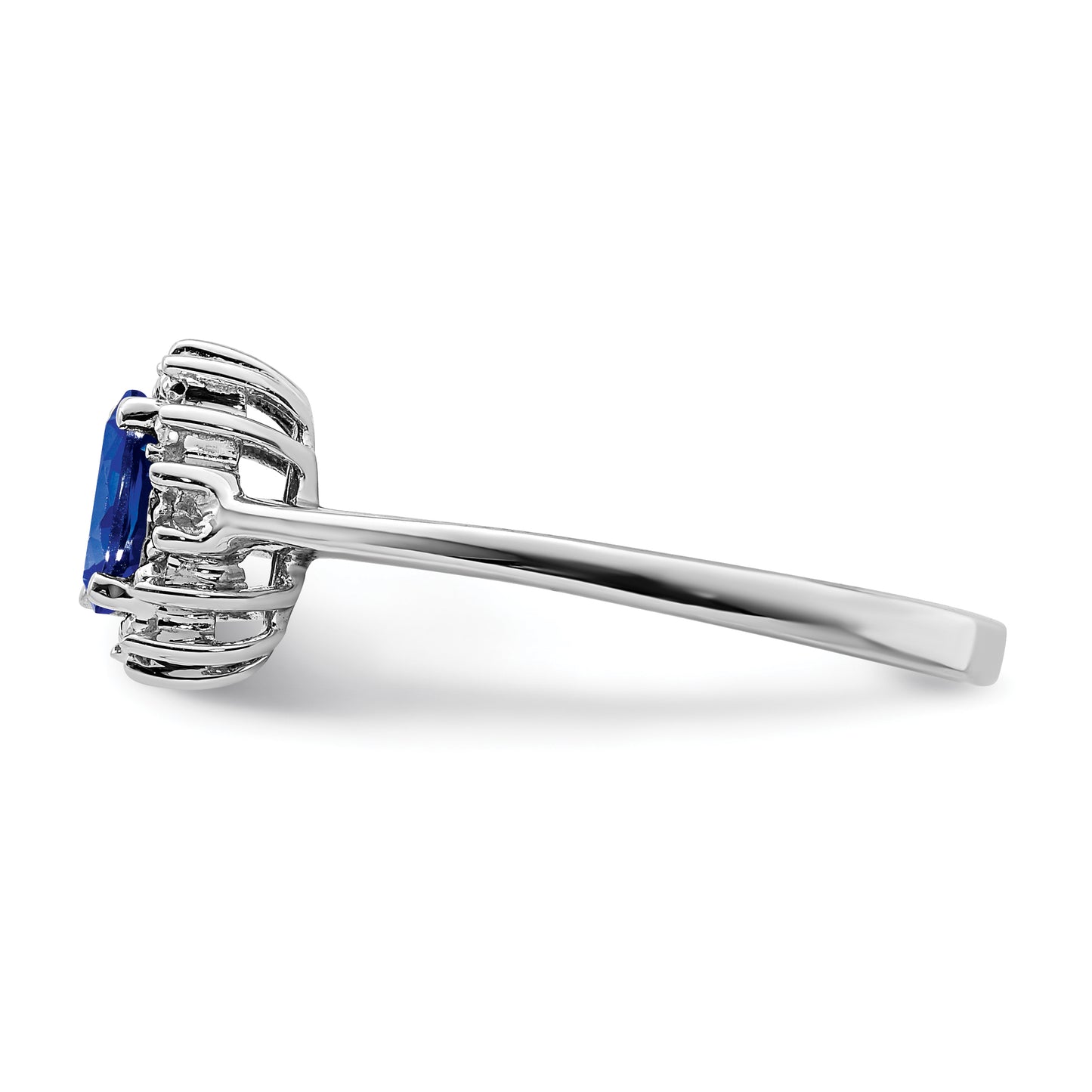 Sterling Silver Rhodium-Plated Sapphire Diamond Ring