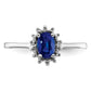 Sterling Silver Rhodium-Plated Sapphire Diamond Ring