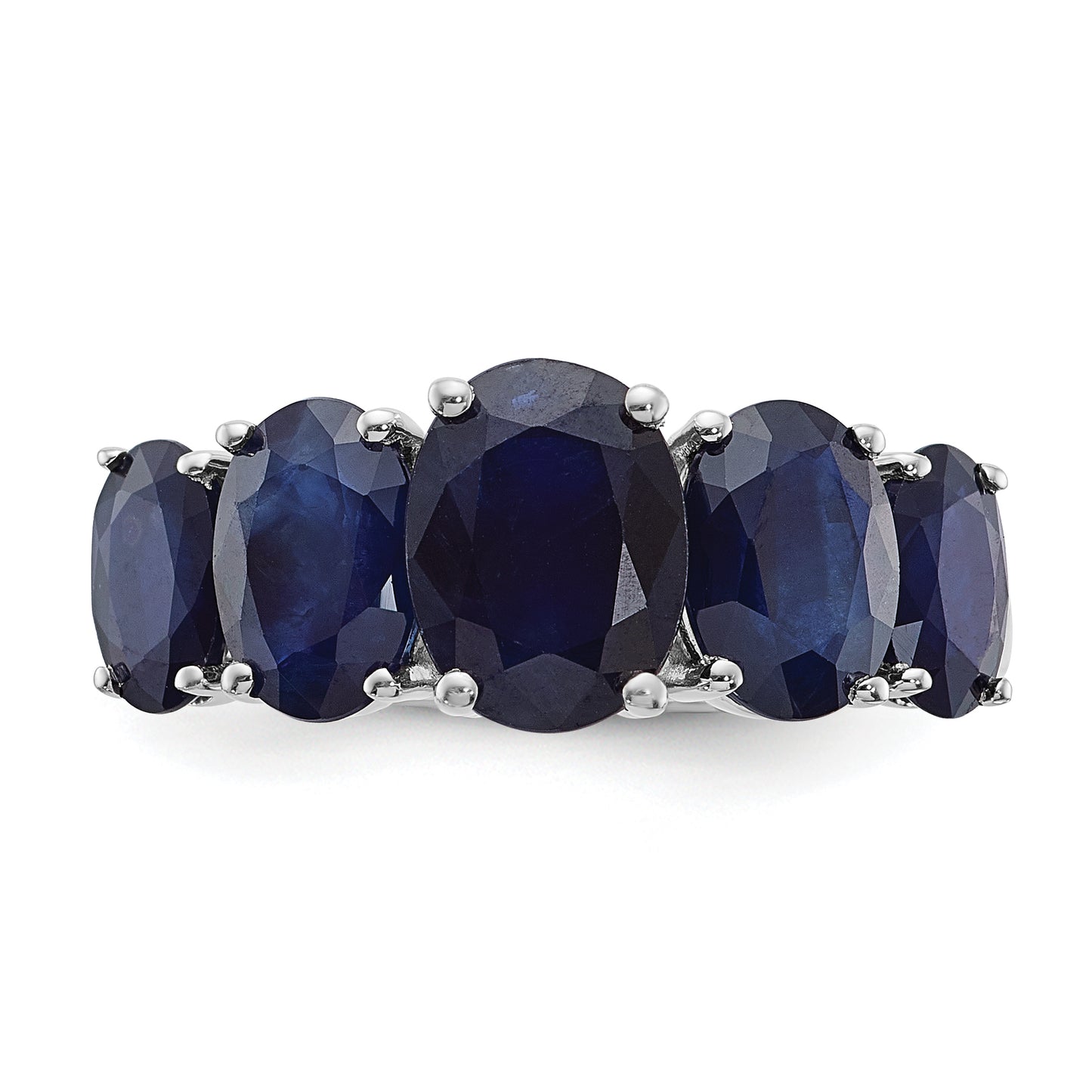 Sterling Silver Rhodium-Plated Lab Created Sapphire Ring