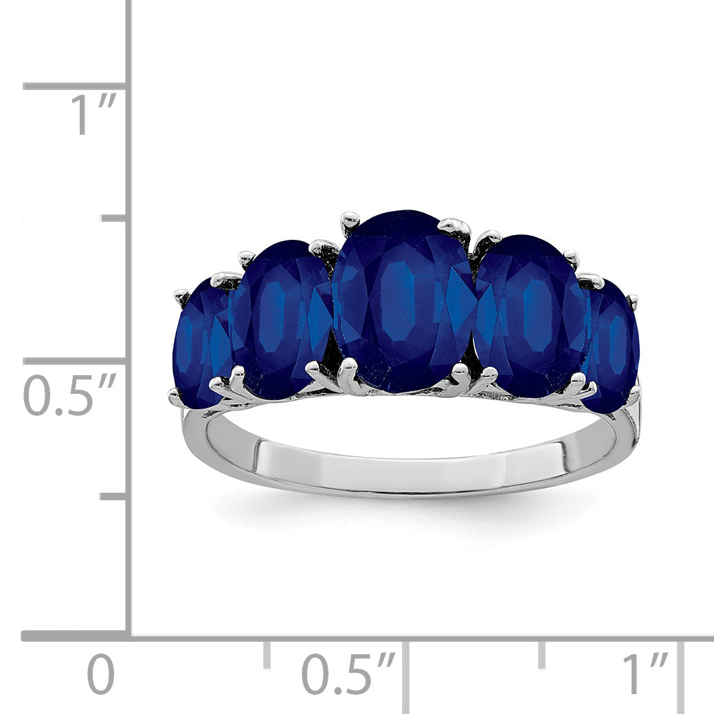 Sterling Silver Rhodium-Plated Lab Created Sapphire Ring