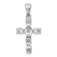 Sterling Silver Rhodium-Plated Aquamarine & Diamond Accent Cross Pendant