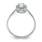 Sterling Silver Rhodium Aquamarine Diamond Ring