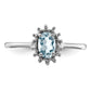 Sterling Silver Rhodium Aquamarine Diamond Ring