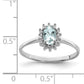 Sterling Silver Rhodium Aquamarine Diamond Ring