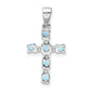 Sterling Silver Rhodium Lt Sw Blue Topaz Cross & Diamond Accent Pendant