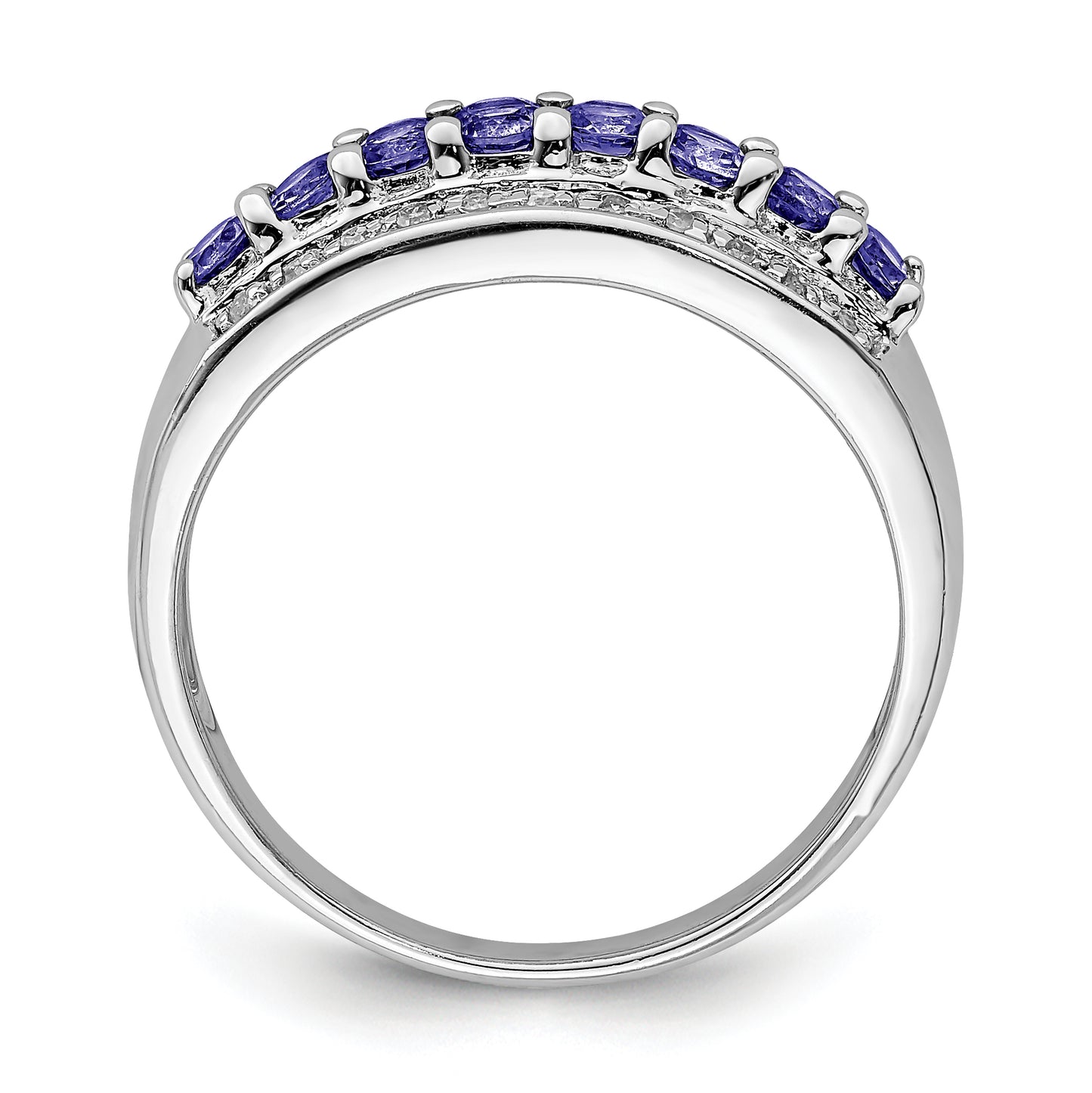 Sterling Silver Rhodium Tanzanite & Diam. Ring