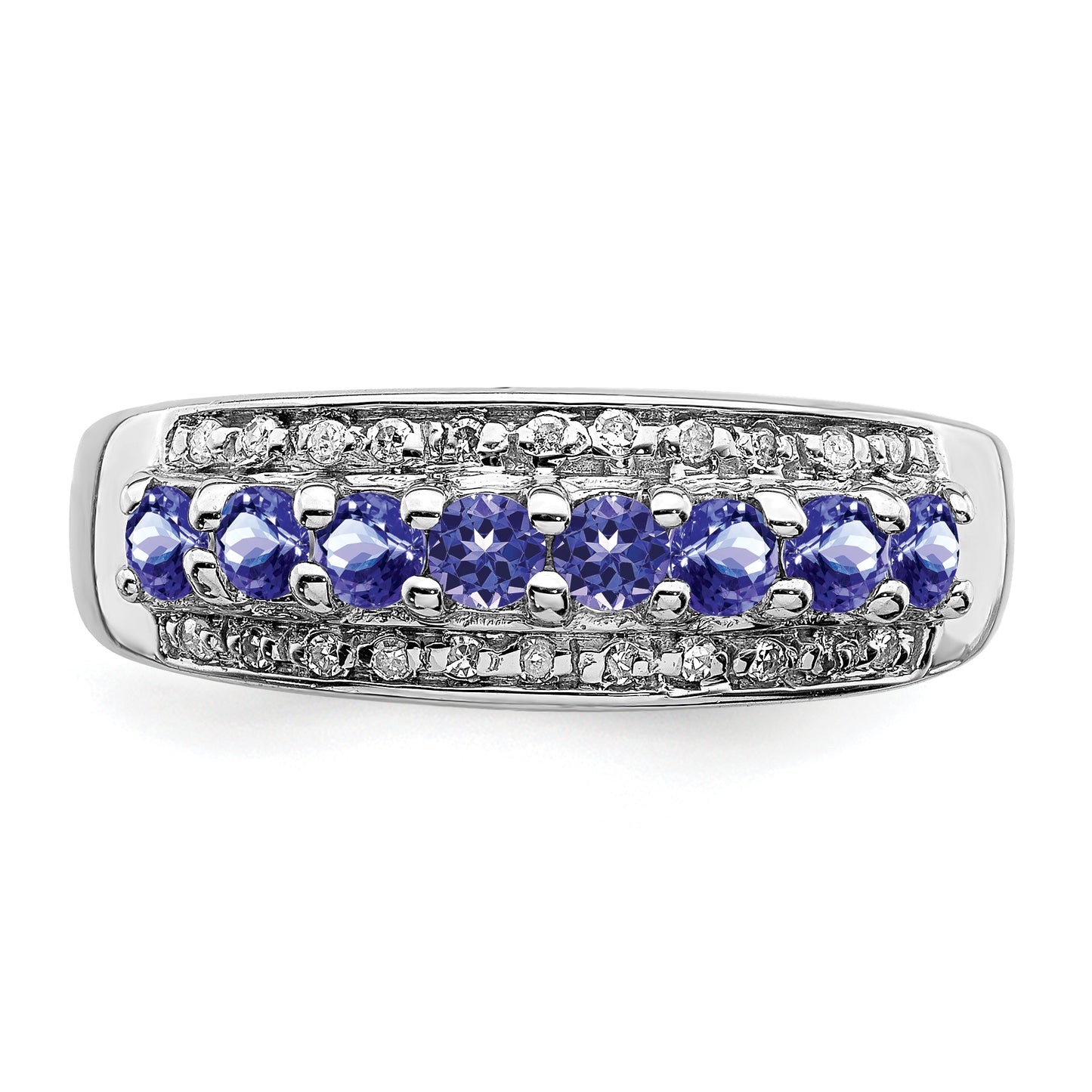 Sterling Silver Rhodium Tanzanite & Diam. Ring