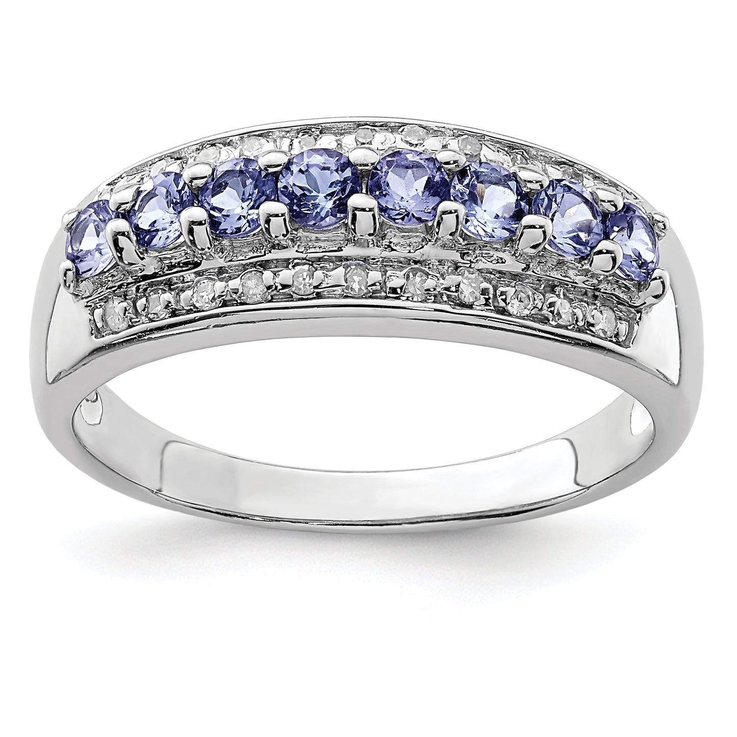 Sterling Silver Rhodium Tanzanite & Diam. Ring