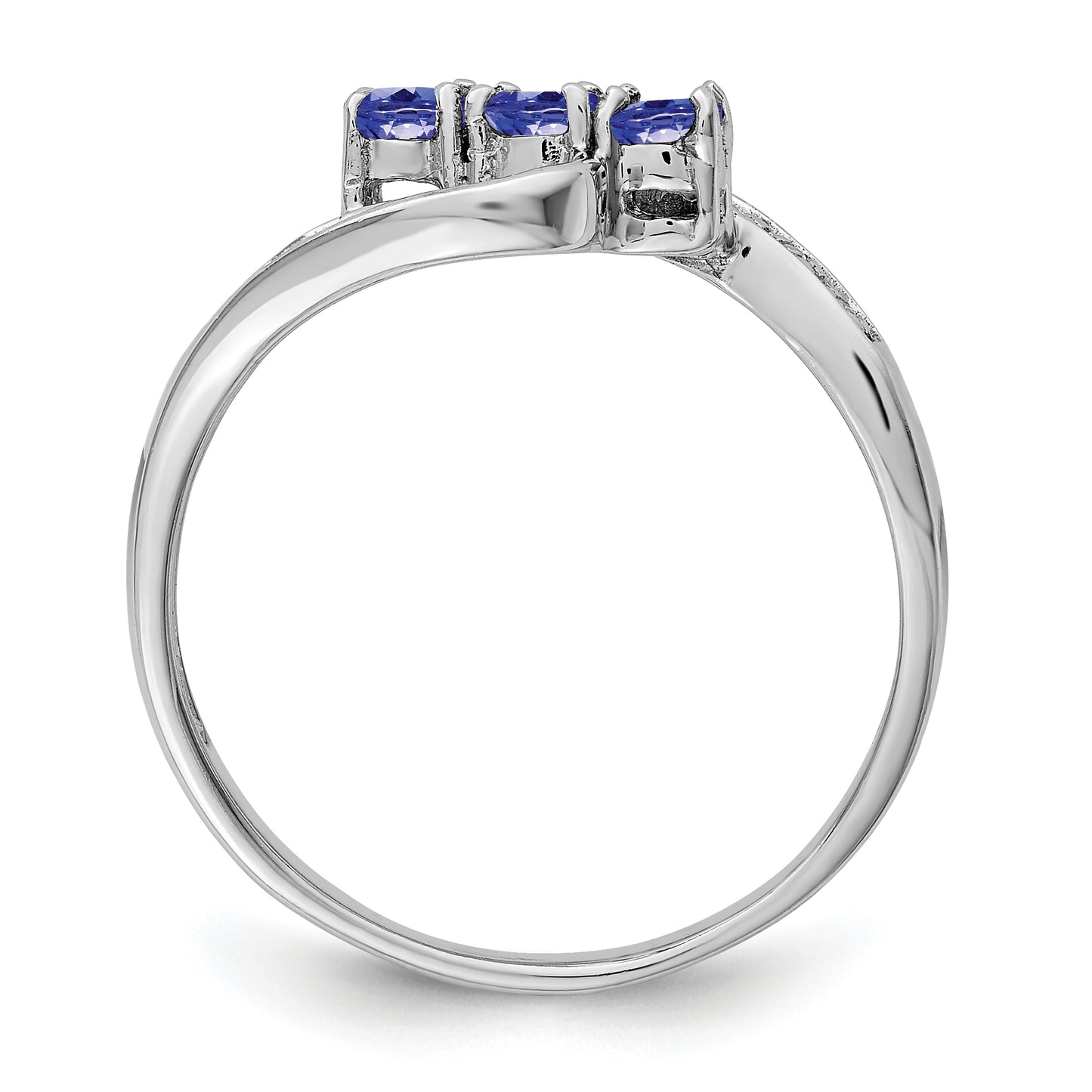 Sterling Silver Rhodium Tanzanite & Diam. Ring