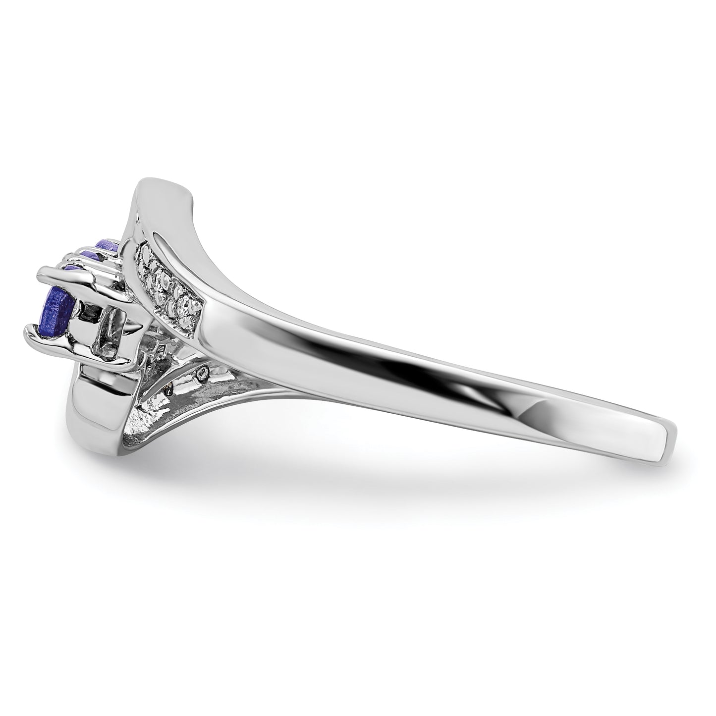 Sterling Silver Rhodium Tanzanite & Diam. Ring