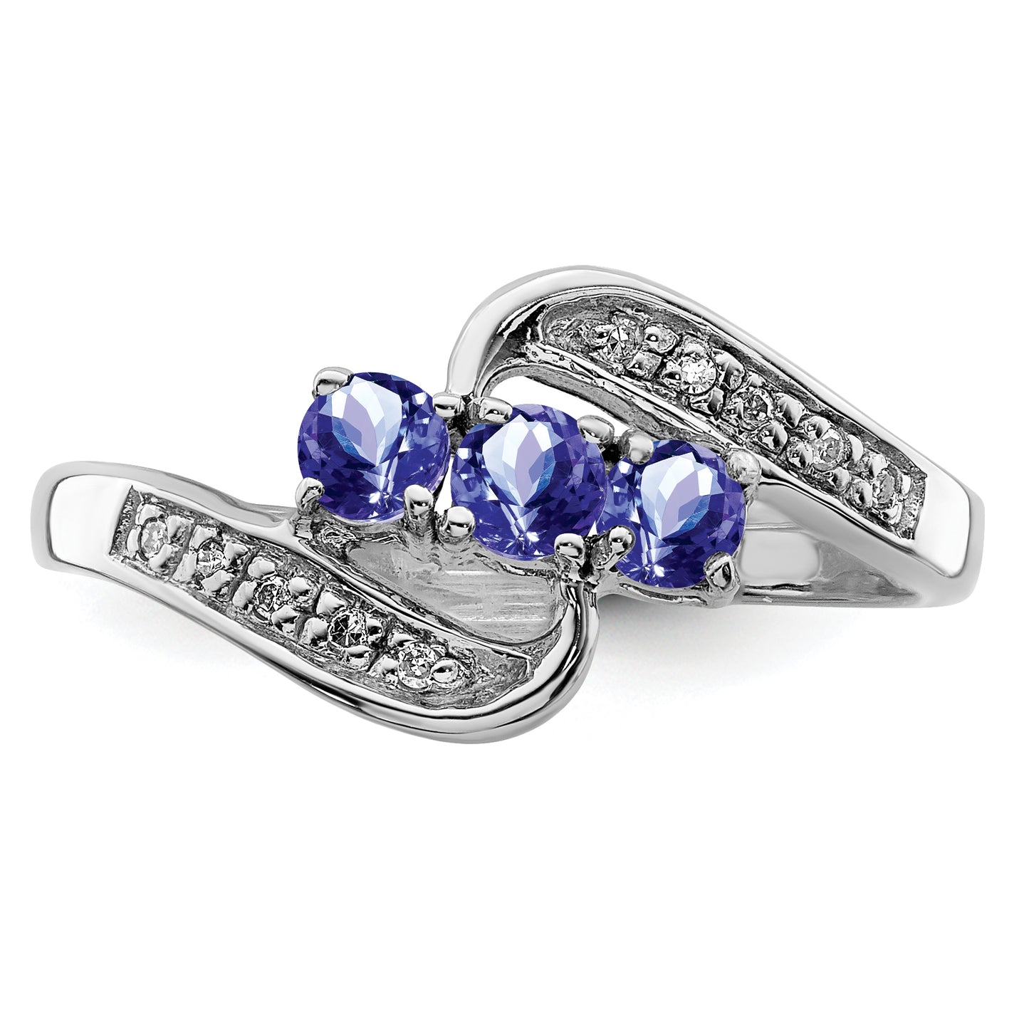 Sterling Silver Rhodium Tanzanite & Diam. Ring