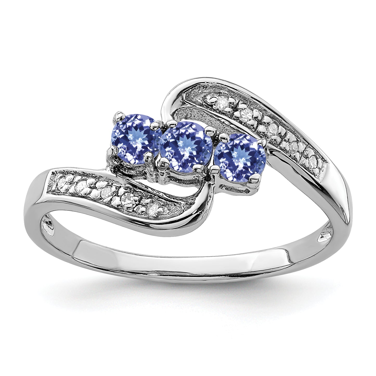 Sterling Silver Rhodium Tanzanite & Diam. Ring