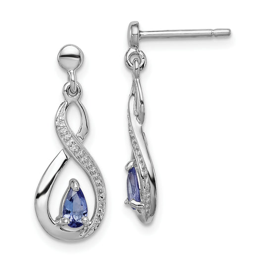 Sterling Silver Rhodium-Plated Tanzanite & Diamond Earrings