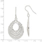 Sterling Silver Polished Textured D/C Filigree Teardrop Dangle Earrings