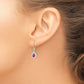 Sterling Silver Rhodium Ruby Teardrop Lever Back Earrings