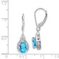 Sterling Silver Rhodium-Plated Diamond And Blue Topaz Earrings