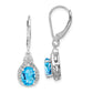 Sterling Silver Rhodium-Plated Diamond And Blue Topaz Earrings