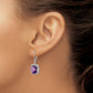 Sterling Silver Rhodium-Plated Diamond And Amethyst Earrings