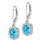 Sterling Silver Rhodium-Plated Diamond And Blue Topaz Earrings