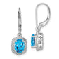 Sterling Silver Rhodium-Plated Diamond And Blue Topaz Earrings