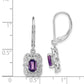 Sterling Silver Rhodium-Plated Diamond And Amethyst Earrings