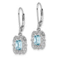 Sterling Silver Rhodium-Plated Diamond And Blue Topaz Earrings